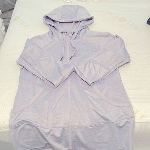 Lavender athletic zip up with hood and pockets!